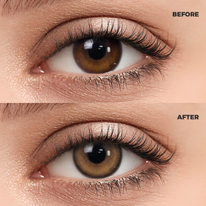 Girl wearing Hazel Brown Contact Lenses contact lenses before and after effect