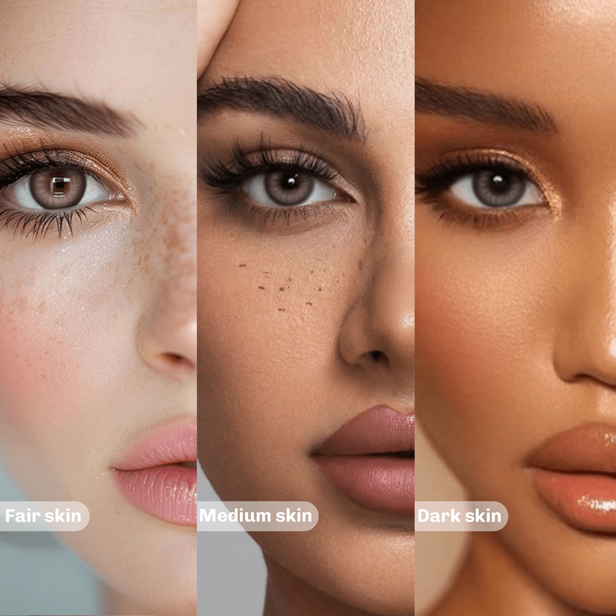 Girls of different skin colors wearing Wooeye Nut Brown Contact Lenses 