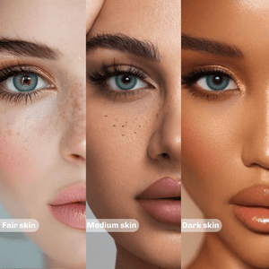 Girls of different skin colors wearing Wooeye Nut Green Contact Lenses 